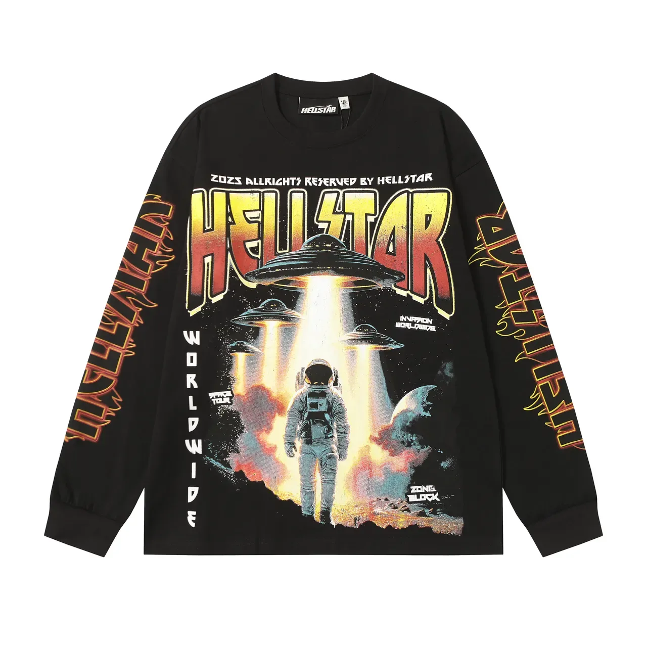 Hellstar Black Multicolor Graphic-Print Long-Sleeve T-Shirt 2