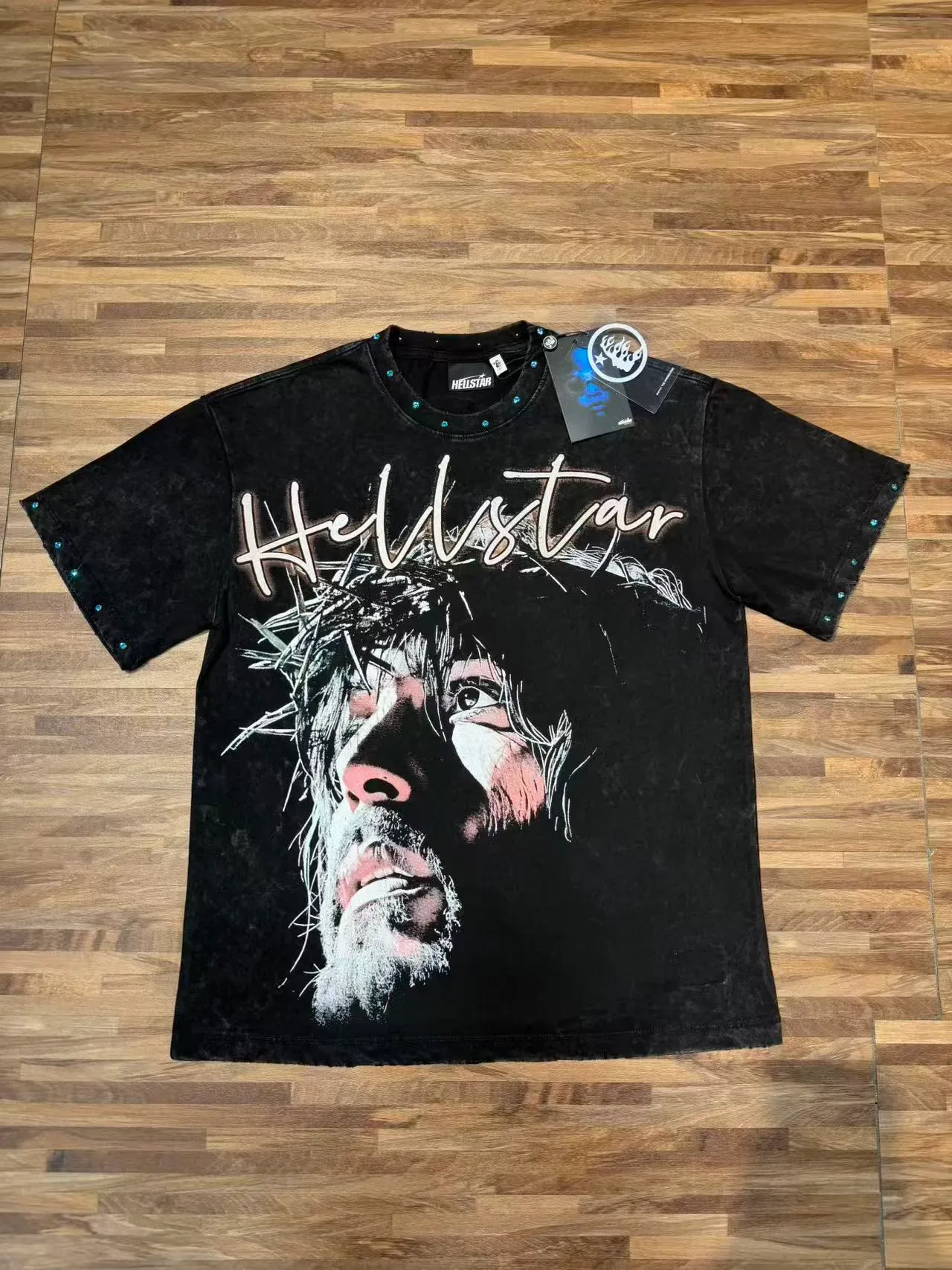 Hellstar Distressed Black Graphic Face Print T-Shirt 5