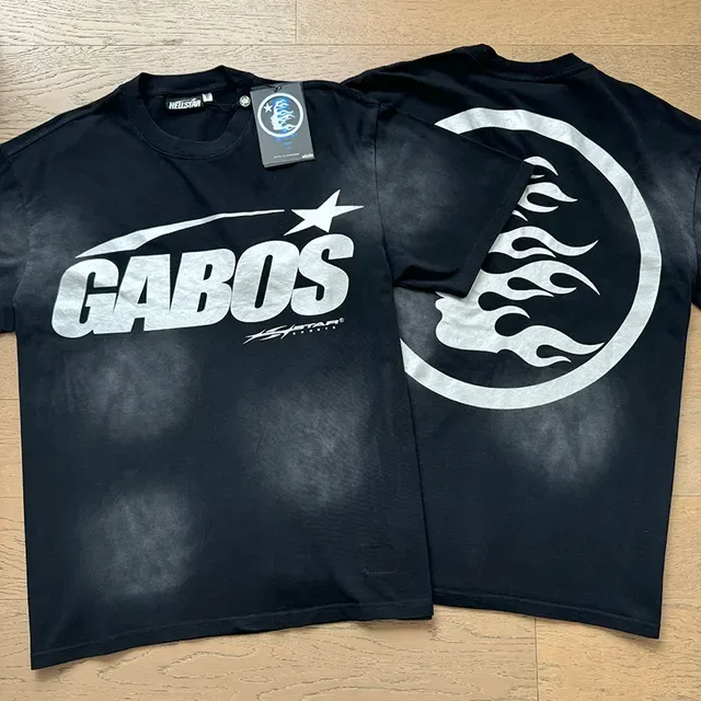 Camiseta Hellstar GABOS oversized negra y blanca con estampado gráfico 2
