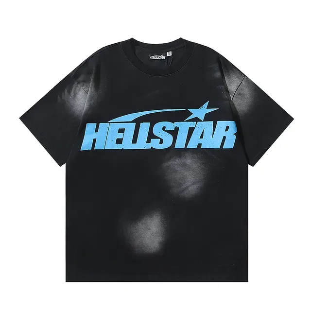 تي شيرت Hellstar أسود مبيض بطباعة جرافيك 2