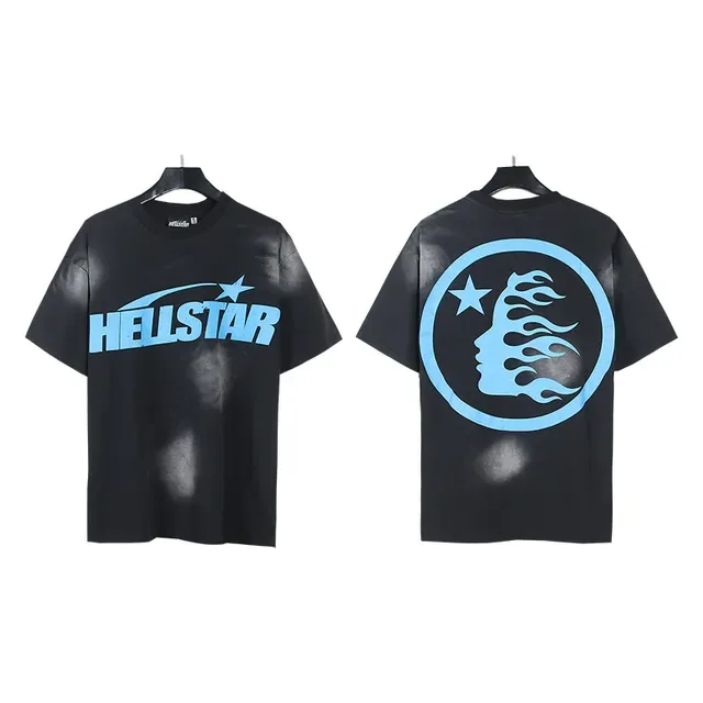 تي شيرت Hellstar أسود مبيض بطباعة جرافيك 4