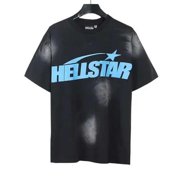 تي شيرت Hellstar أسود مبيض بطباعة جرافيك 5