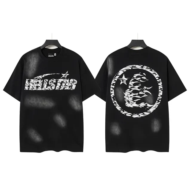 Camiseta Hellstar negra con estampado gráfico desgastado 2