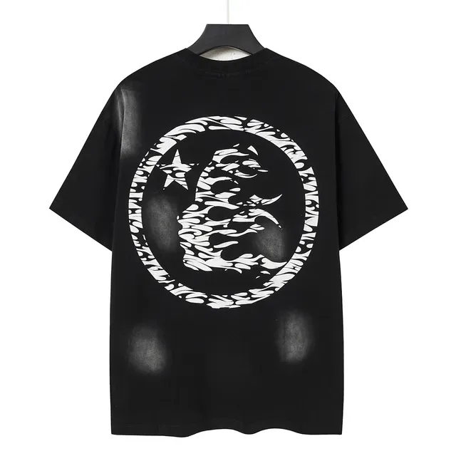 Camiseta Hellstar negra con estampado gráfico desgastado 5