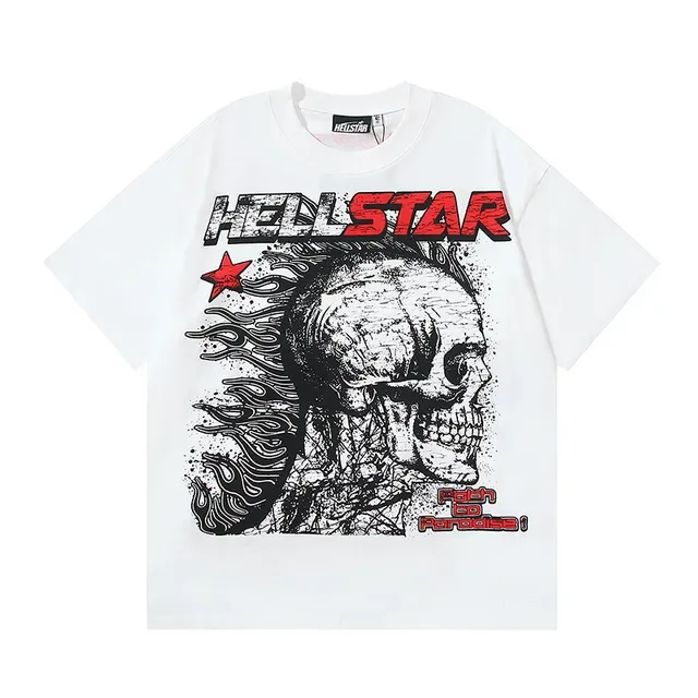 Hellstar Graphic Skull Print White T-Shirt 11