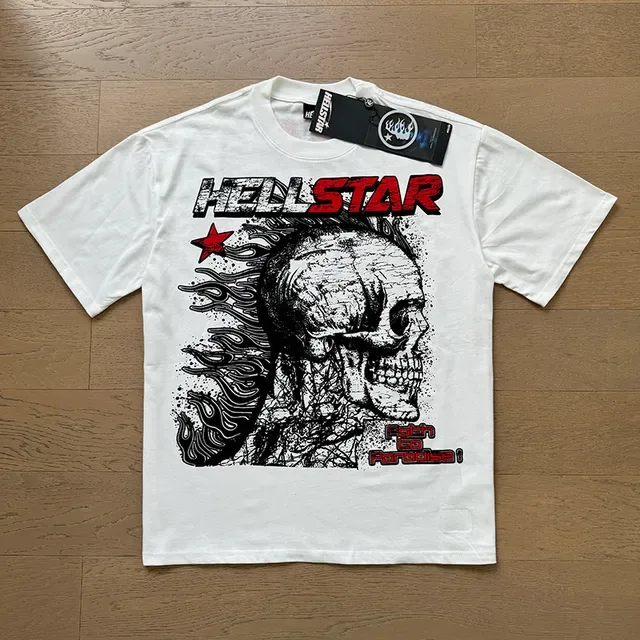 Hellstar Graphic Skull Print White T-Shirt 19