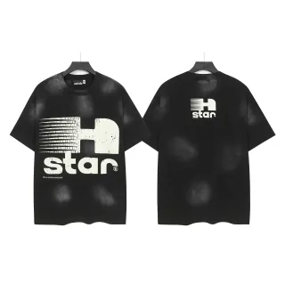Hellstar H Star डिस्ट्रेस्ड काला ग्राफिक टी-शर्ट