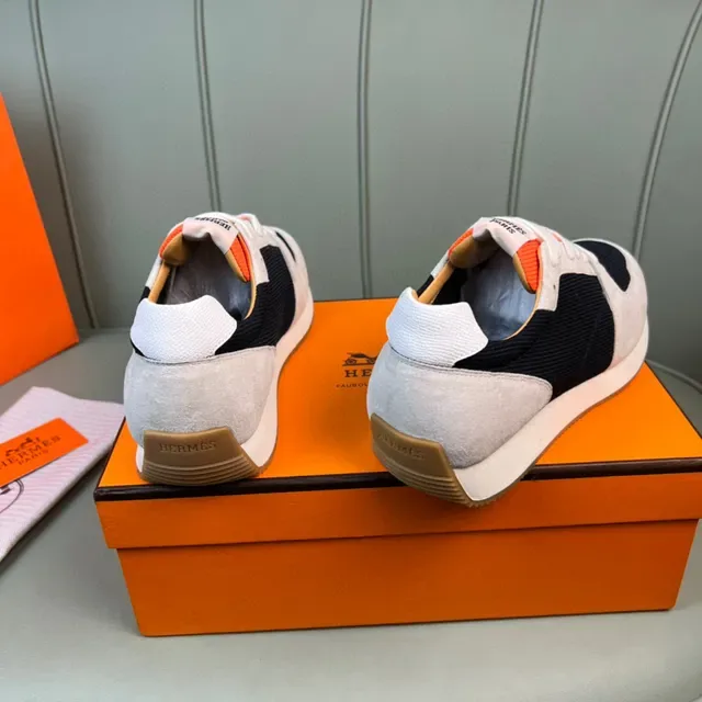 Hermès Beige Navy Orange Suede Mesh Lifestyle Sneaker 5
