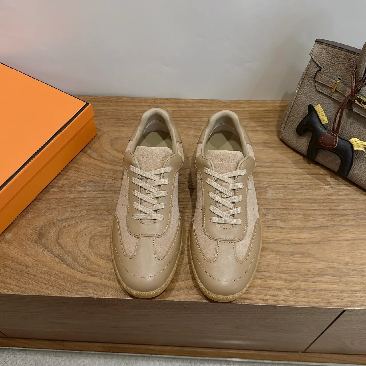 Hermès Beige Perforated Leather Lifestyle Sneakers 4