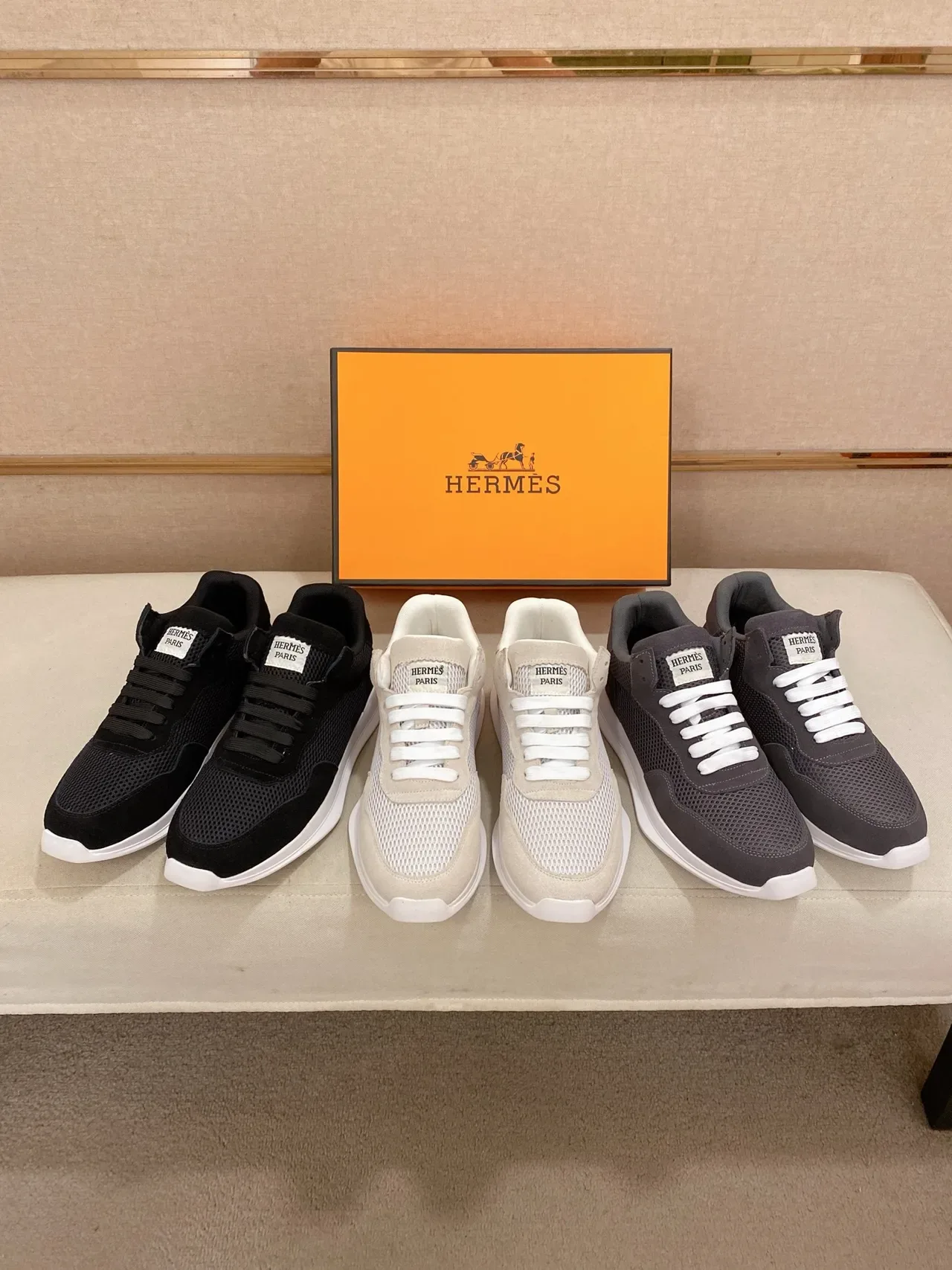 Hermès Black Mesh and Suede Lifestyle Sneaker 2