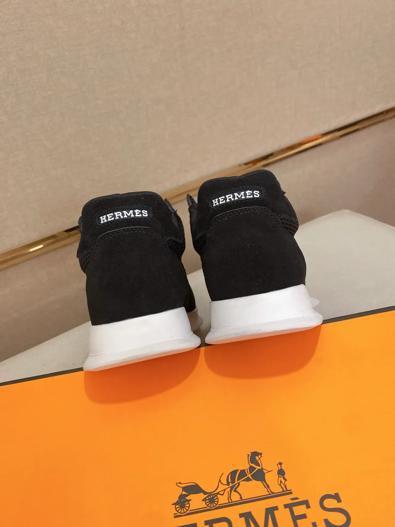 Hermès Black Mesh and Suede Lifestyle Sneaker 4