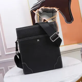 Hermès Black Pebbled Leather H-Logo Crossbody Bag