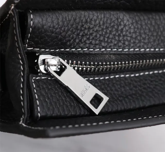 Hermès Couro preto de grão H-Logo bolsa cruzada 5