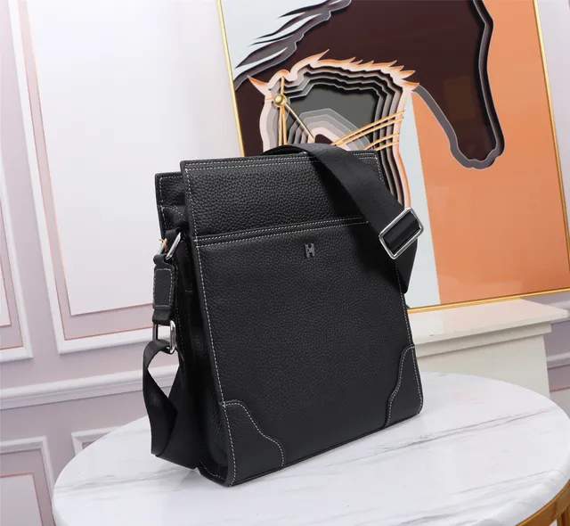 Hermès Couro preto de grão H-Logo bolsa cruzada 8