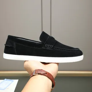 Hermès Black White Suede Upper Penny Strap Loafer