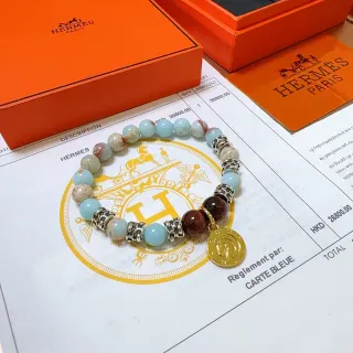 Hermès Blue Gold Beaded Multi-Stone Bracelet