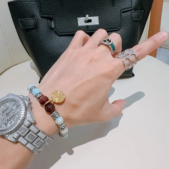 Hermès Blue Gold Beaded Multi-Stone Bracelet 2