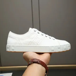 Hermès Chypre White Canvas Embossed H Lifestyle Sneakers