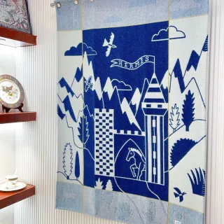 Hermès Graphic Patchwork Navy and Cream Shawl