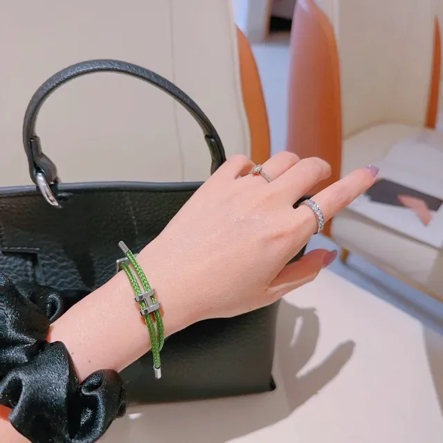 Hermès H-Clasp Braided Green Cord Bracelet 2