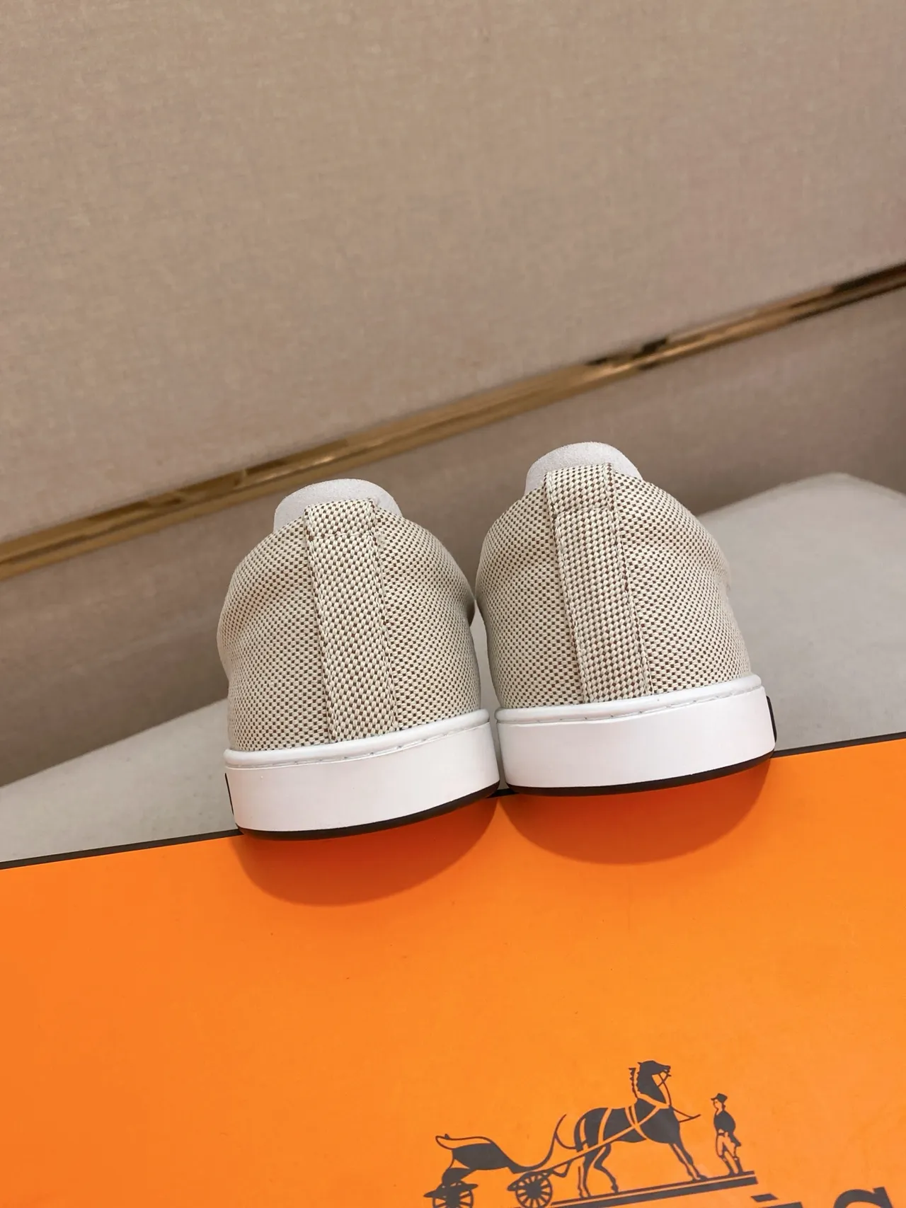 Hermès H Logo Loafer Beige Woven Slip-On Loafer 3