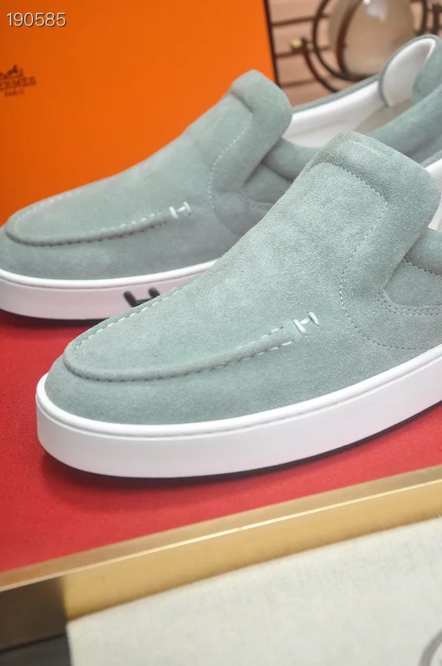 Hermès H Logo Mocassins de camurça verde menta 4
