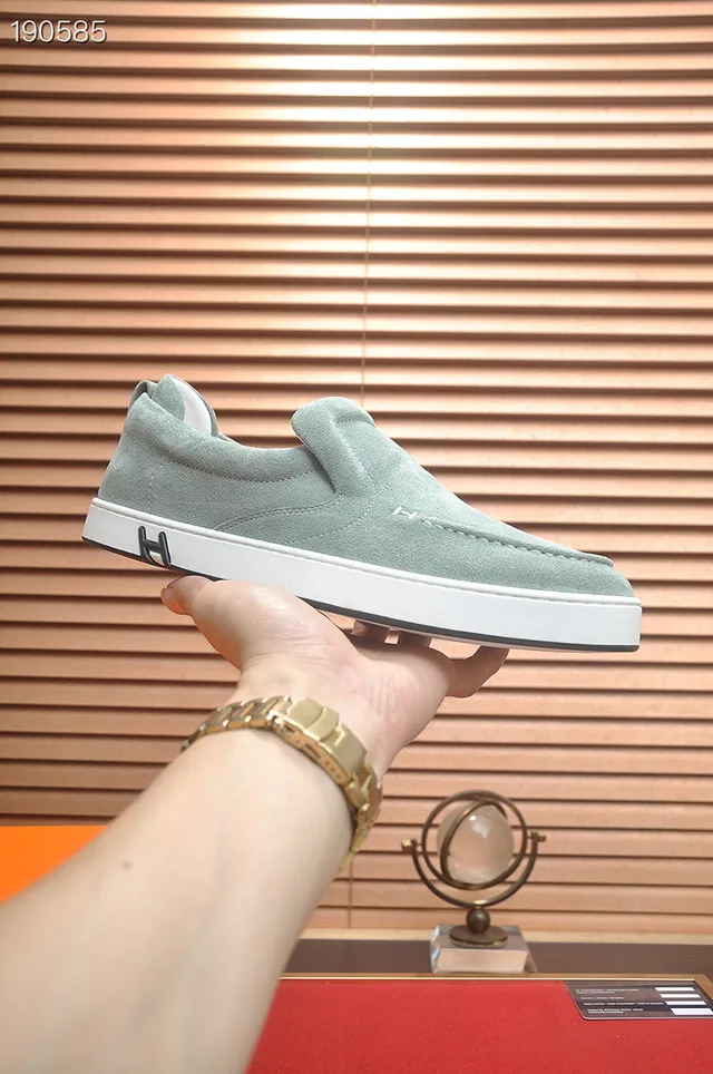 Hermès H Logo Mocassins de camurça verde menta 6