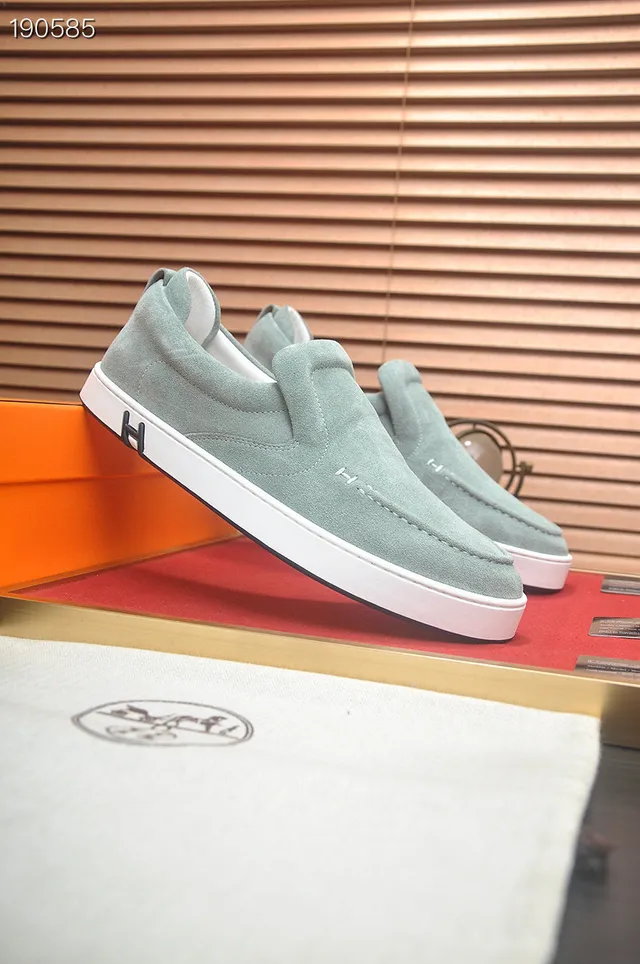 Hermès H Logo Mocassins de camurça verde menta 8