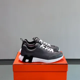 Hermès H-Ride Gray and White Leather Lifestyle Sneakers