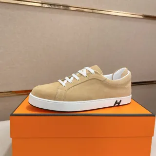 Hermès H Sneaker Beige Suede White Sole Lifestyle Sneakers