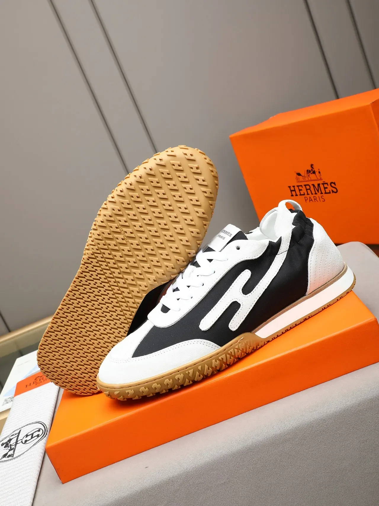 Hermès H Sneaker Black White Gum Lifestyle Sneakers 4