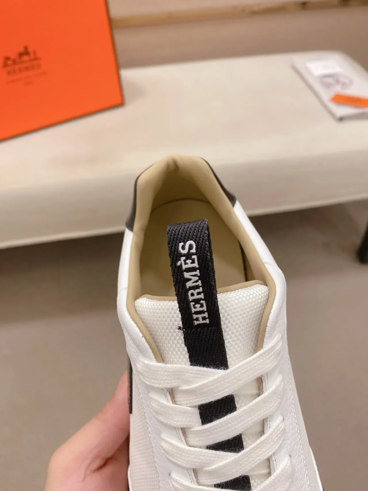 Hermès H Sneaker White Black Lifestyle Sneakers 4