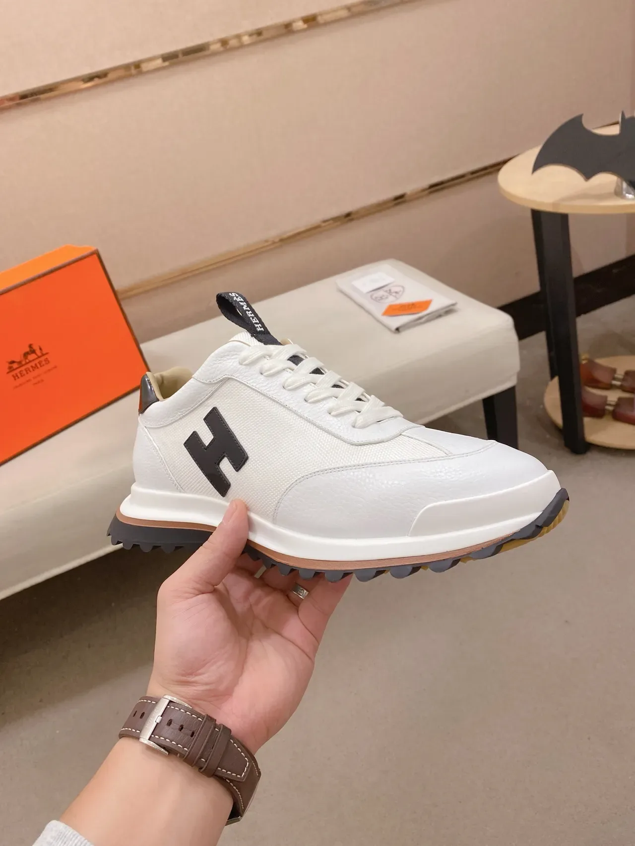 Hermès H Sneaker White Black Lifestyle Sneakers 5
