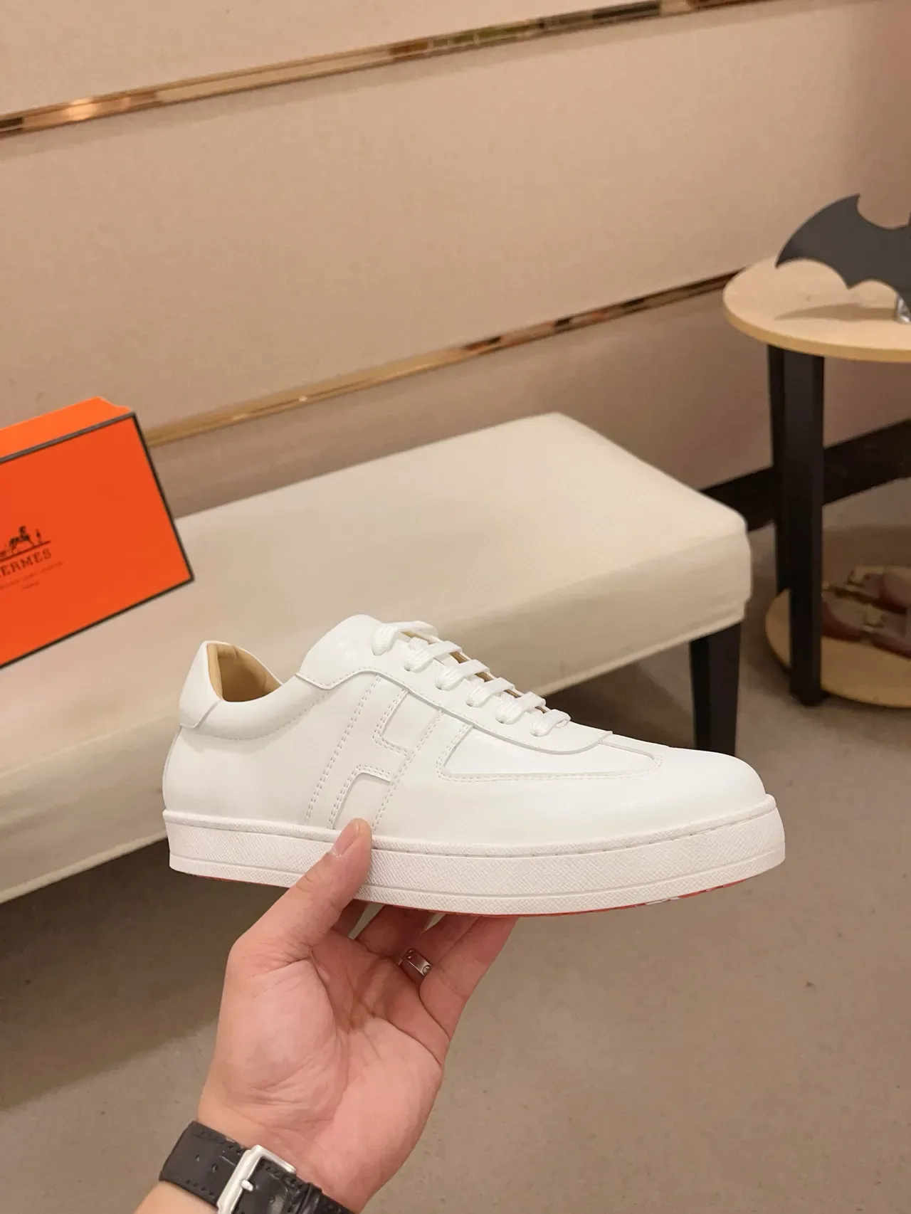 Hermès H Sneaker Sneaker Lifestyle en Cuir Blanc 5