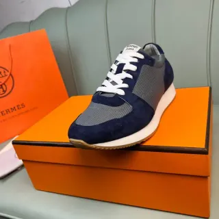 Hermès Navy e Cinza de Camurça e Malha Tênis Lifestyle