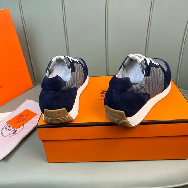 Hermès Navy and Gray Suede Mesh Lifestyle Sneaker 6