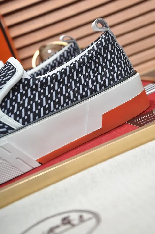 Hermès Navy White Slip-On Geometric-Print Upper Lifestyle Sneakers 2
