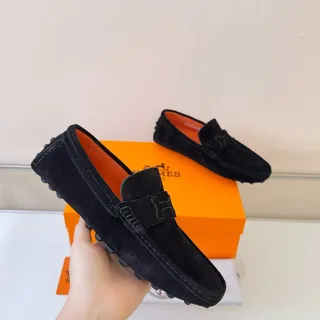 Hermès Oran Loafer Preto Laranja Ante Correa H-Logo