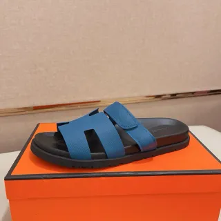 Hermès Oran Blue and Black Casual Sandals