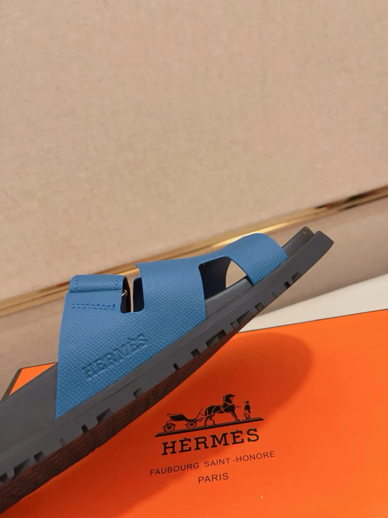 Hermès Oran Sandales Casual Bleu et Noir 5