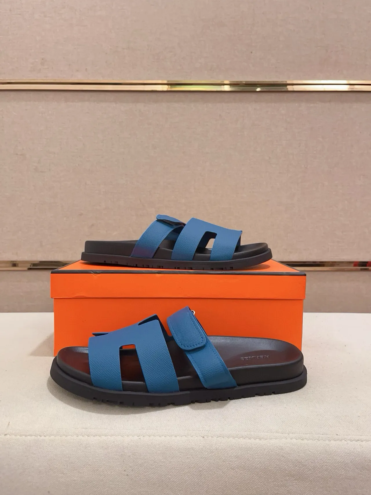 Hermès Oran Sandales Casual Bleu et Noir 6