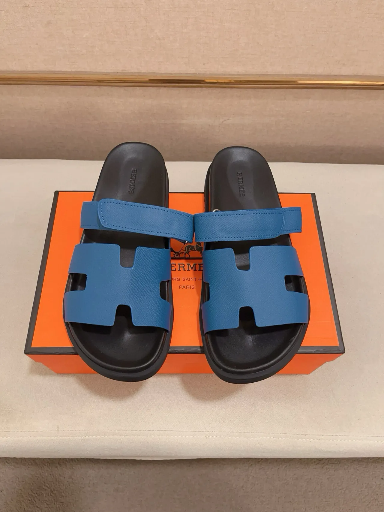 Hermès Oran Sandales Casual Bleu et Noir 7