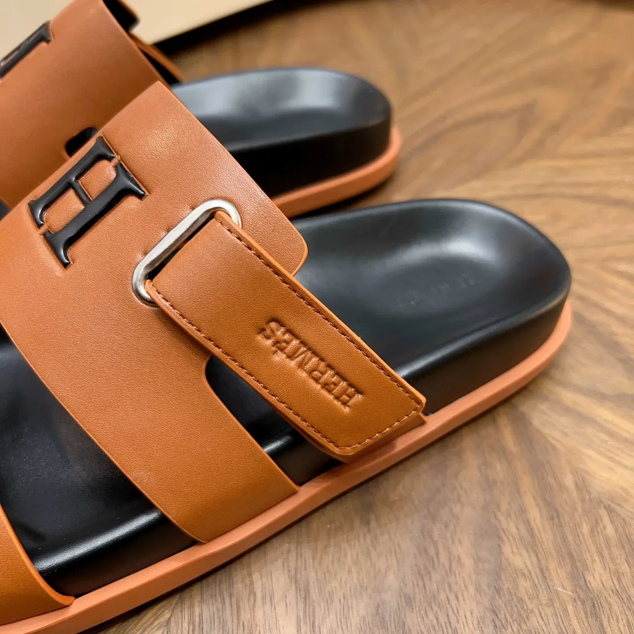 Hermès Oran Double-Strap Buckle Slippers 3