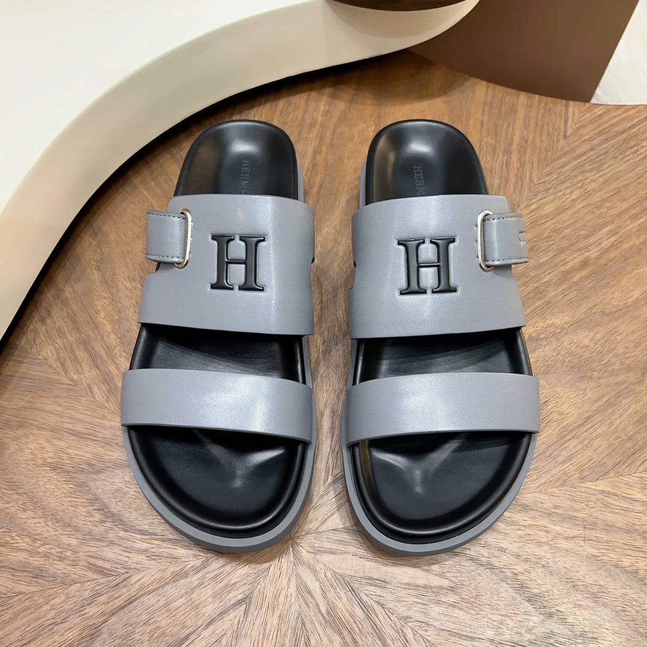 Hermès Oran Double-Strap Buckle Slippers 6