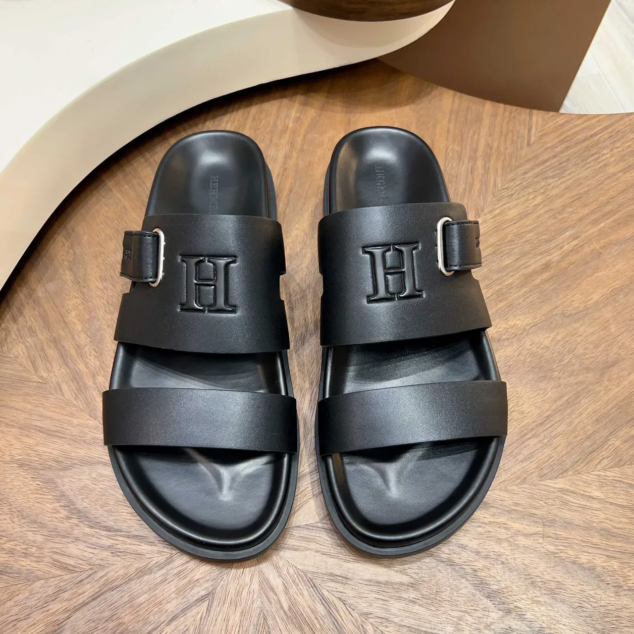 Hermès Oran Double-Strap Buckle Slippers 8