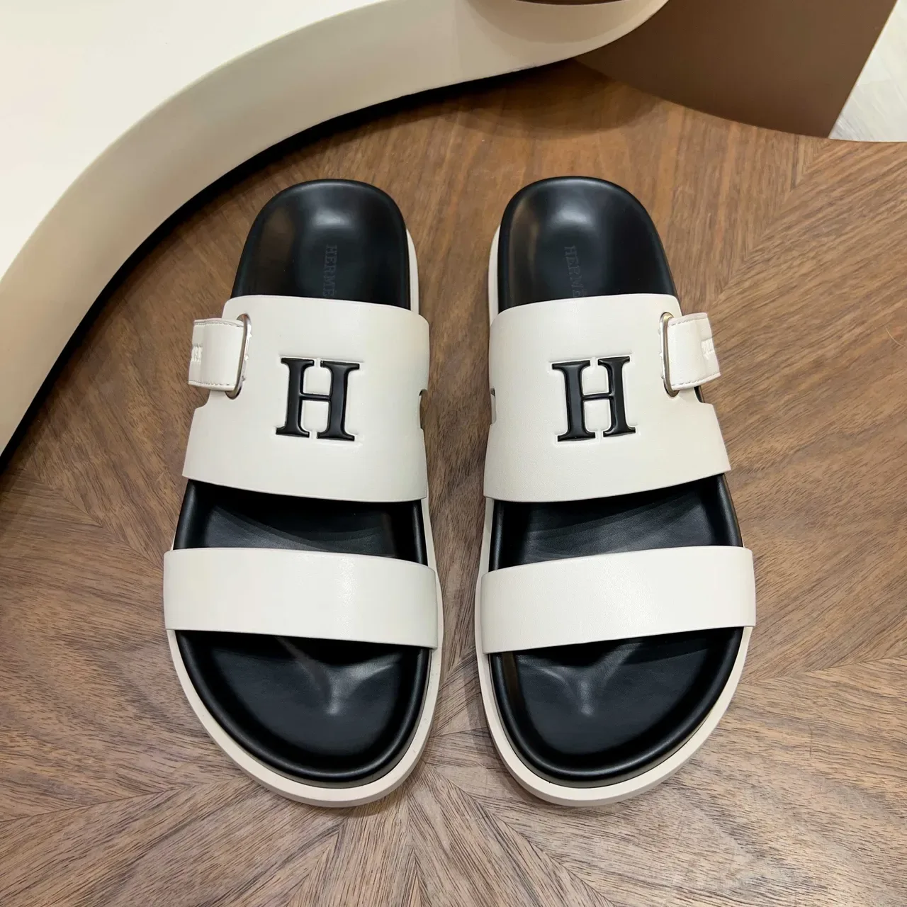 Hermès Oran Double-Strap Buckle Slippers 9