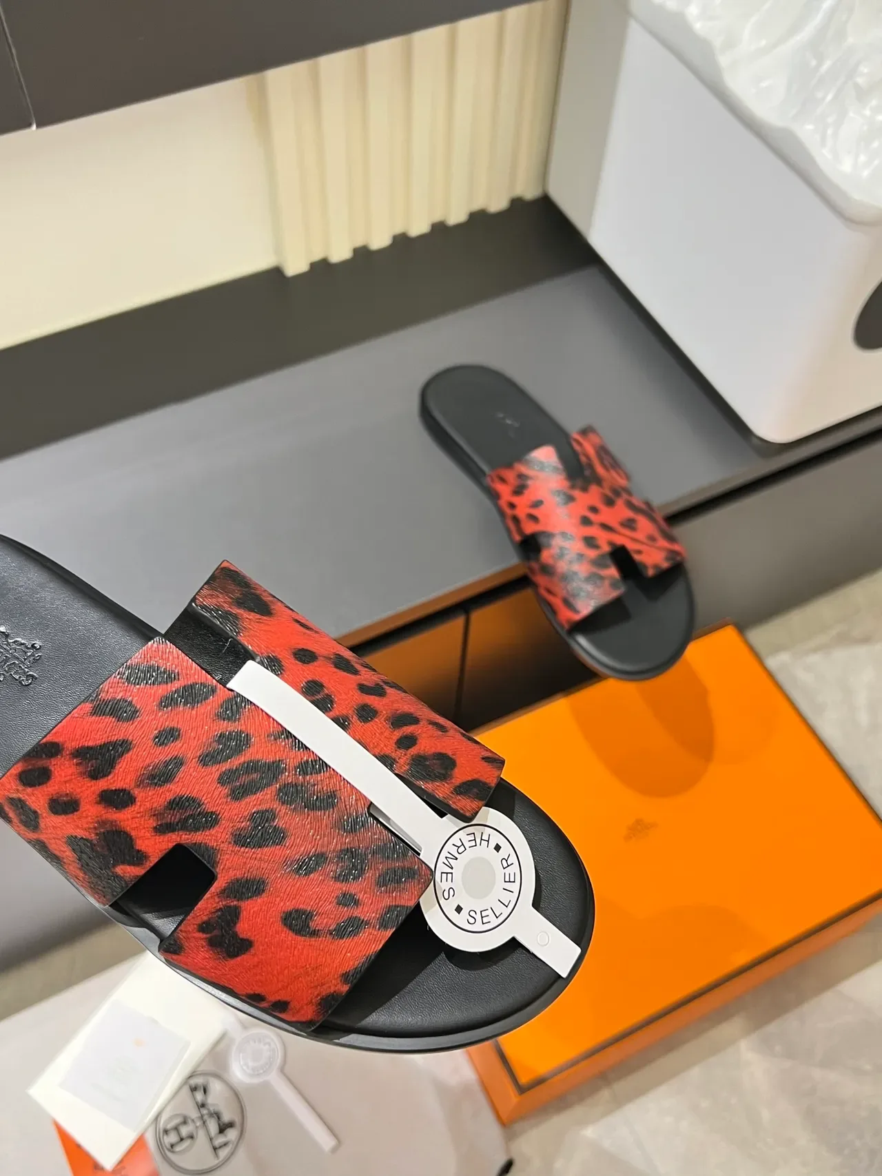 Hermès Oran H-Strap Animal Print Slippers 11