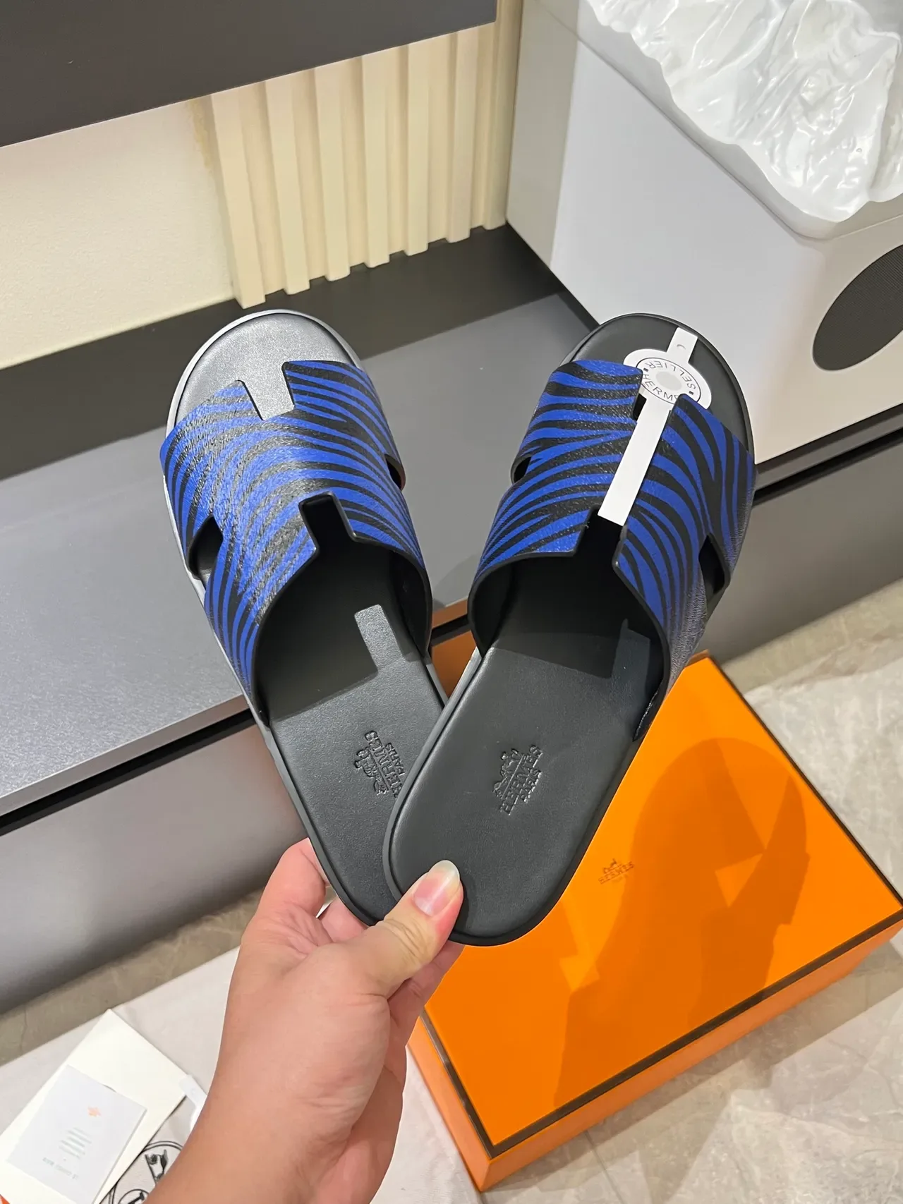 Hermès Oran H-Strap Animal Print Slippers 12