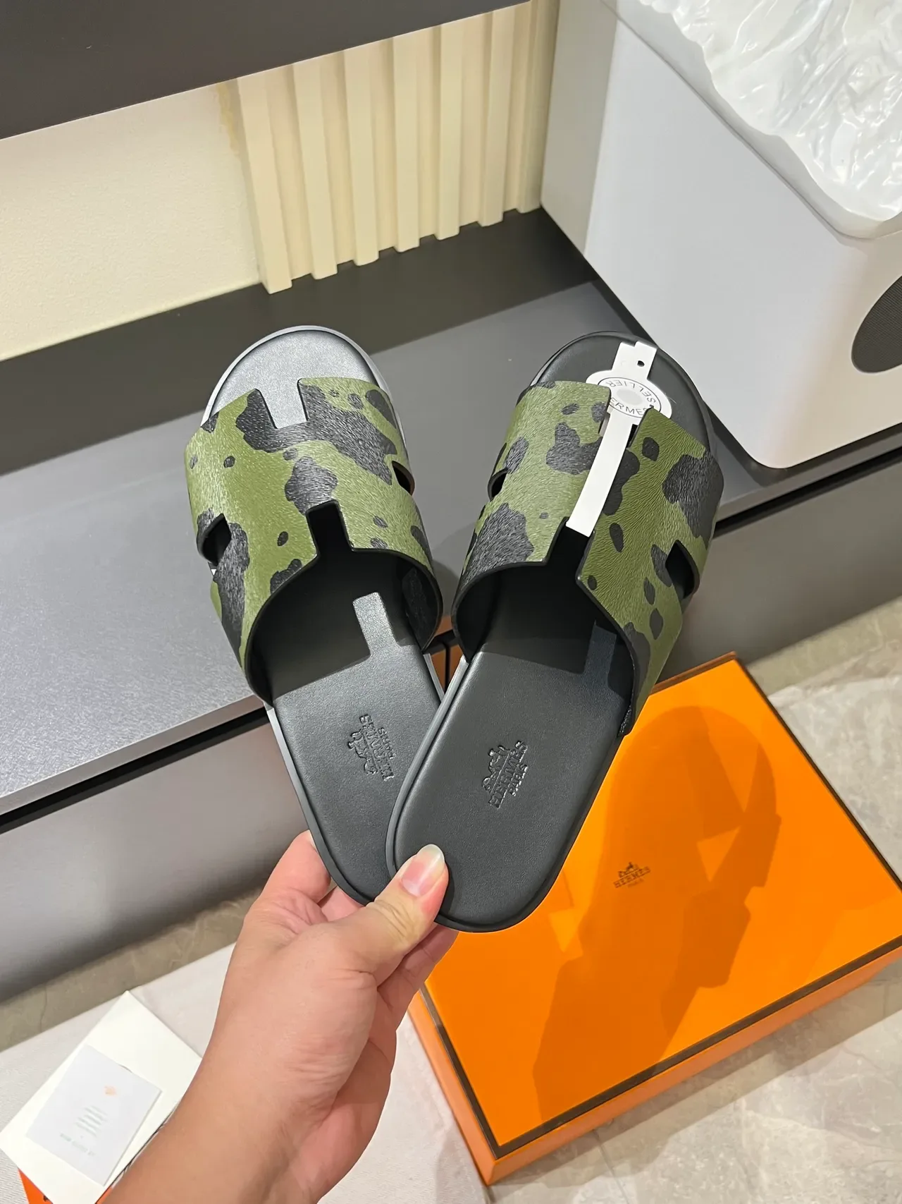 Hermès Oran H-Strap Animal Print Slippers 18
