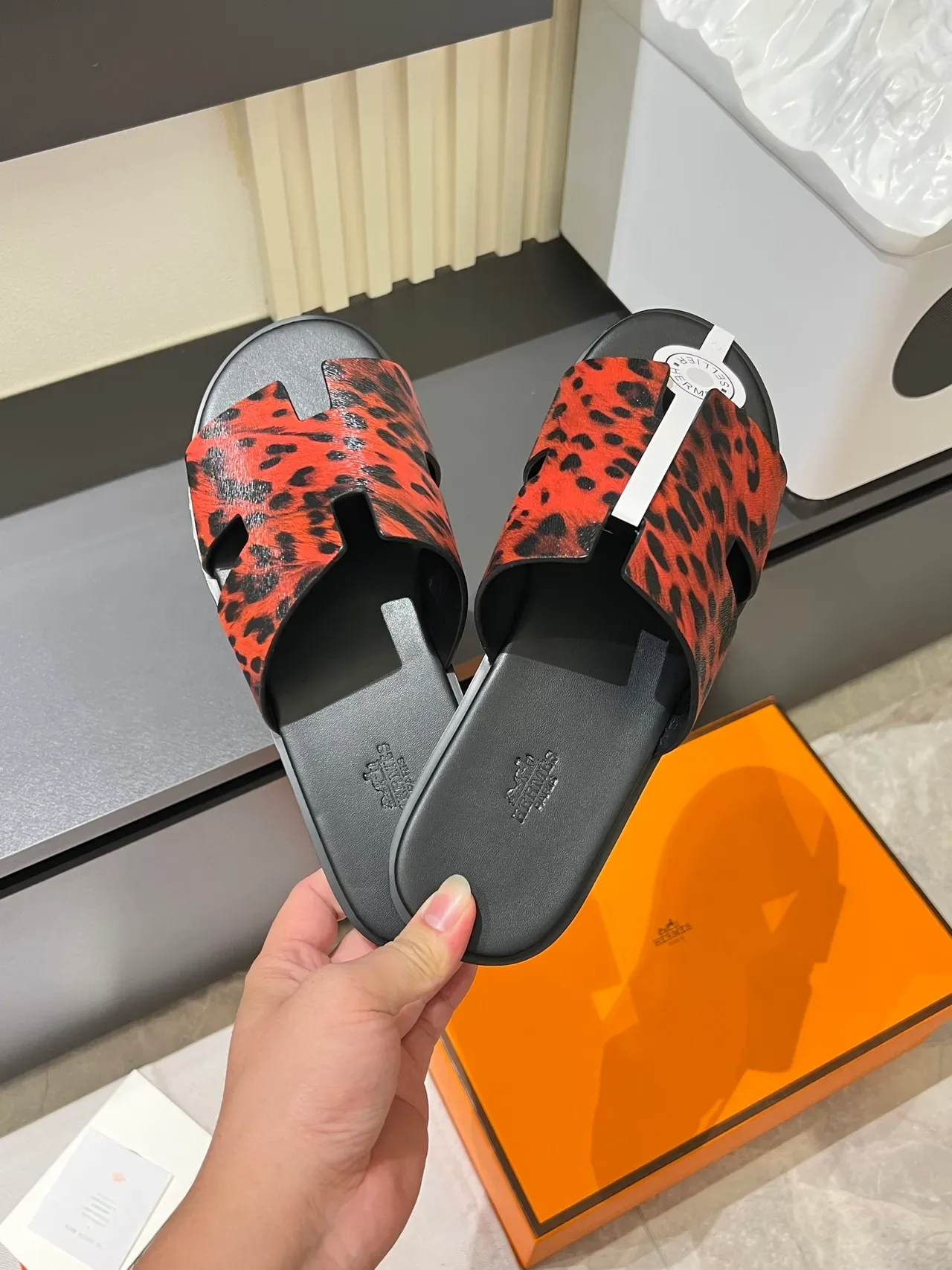 Hermès Oran H-Strap Animal Print Slippers 20